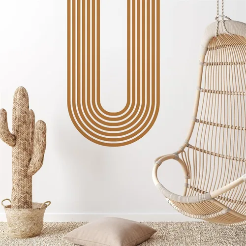 Miniatura 4 de Kazova - Calcomanía de arco de pared marrón - Grandes calcomanías modernas de estilo boho para cabecero, abstractas, retro, para despegar y pegar