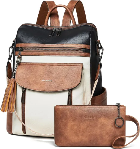 Miniatura 16 de Shrrie - Mochila de cuero para mujer, bolso de moda, mochila de cuero para mujer, mochila de viaje de diseñador, bolso de hombro convertible