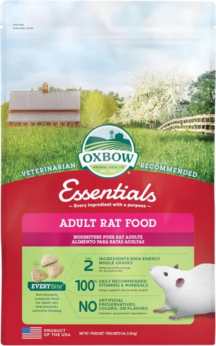 Oxbow Essentials Alimento para Ratas, Alimento para Mascotas para Ratas Adultas, Fórmula Completamente Natural Rica en Vitaminas y Minerales,