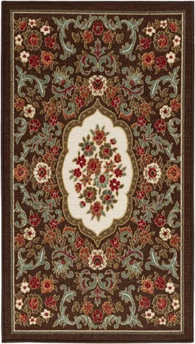 Miniatura 3 de Antep Rugs - Alfombras antideslizantes (no se desliza) 2 x 4 con respaldo de goma con diseño floral moderno de bajo perfil para cocina