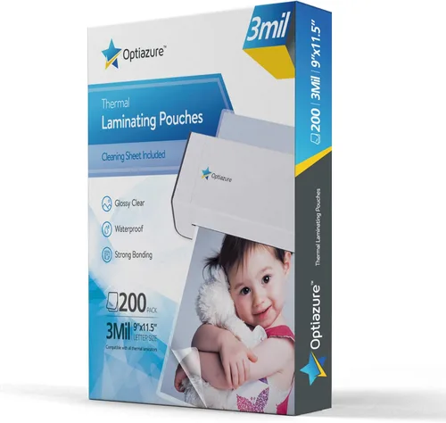 Miniatura 10 de Optiazure Bolsas de laminado térmico de 9 x 11.5 pulgadas, paquete de 50 hojas de 3 mil, transparentes, tamaño carta, suministros de oficina