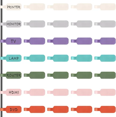 Trilancer Etiquetas para cables de tamaño grande, para organizar cables e identificación, etiquetas de cable multicolores para escribir a mano,
