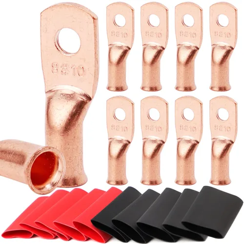 Miniatura 10 de TKDMR - Kit de 264 piezas de extremos de cable de batería, 132 piezas de terminales de anillo de lengüetas de cable de cobre resistentes AWG 8 6 4 2
