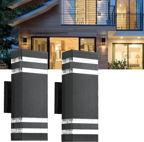 Paquete de 2 luces LED cuadradas de 12 pulgadas para pared arriba y abajo, 14 W, 4000 K, blanco día, luz de pared blanca para exteriores, cuerpo de