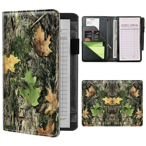 Miniatura 26 de Libros de mesero para camarera con bolsillo con cremallera, lindo esqueleto de baile, almohadillas de cuero para servidor, organizador de meseros