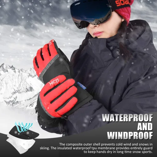 Miniatura 13 de MCTi Guantes de esquí, impermeables, para snowboard y nieve, 3M, Thinsulate, para clima frío, para mujer, para invierno, con pantalla táctil