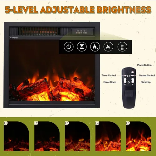Miniatura 8 de WLIVE Soporte de TV con chimenea para TV de 55 y 65 pulgadas, centro de entretenimiento de mediados de siglo con chimenea eléctrica, consola de TV