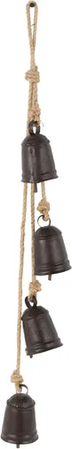 Miniatura 2 de Deco 79 Racimo de Campanas Decorativas de Metal para Interiores y Exteriores Campana de Meditación con Cuerda Colgante de Yute, Campana de Vaca 4" x