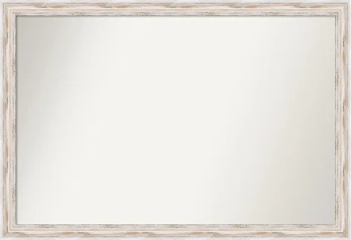 Miniatura 525 de Amanti Art Espejo de baño blanco para sobre el fregadero, 30 x 35 pulgadas, espejo de tocador rectangular estrecho de Eva de oro blanco, marco