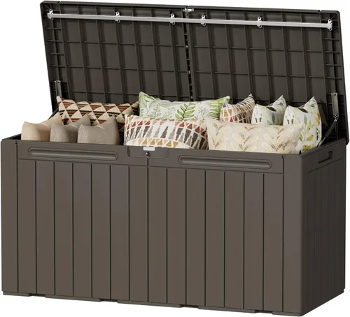 Miniatura 28 de Devoko 29 Gallon Waterproof Outdoor Storage Box Resin Deck Box Lockable and UV Resistant for Patio Furniture, Garden Tools (Black, 29 Gallon)