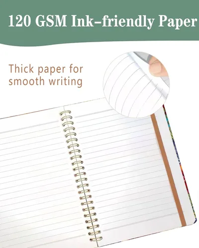 Miniatura 4 de Cuaderno de Diario en Espiral, Cuadernos Lindos A5 para Mujeres y Hombres, Cuaderno de Tapa Dura con Rayas Universitarias para Trabajo y Toma
