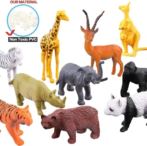 Miniatura 6 de ValeforToy 54 Figuras de animales pequeños de la jungla con caja de regalo. Juguetes para regalar en fiestas para niños, infantes.