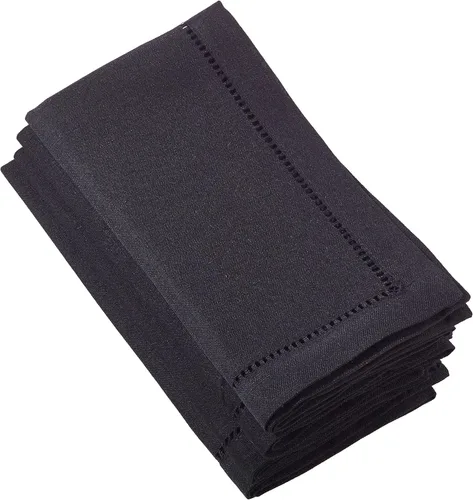 Miniatura 37 de SARO LIFESTYLE Servilleta de cóctel con borde cosido (juego de 12), negro, 6"x6