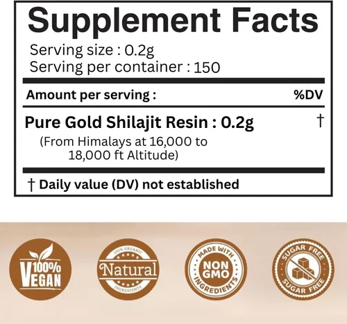 Miniatura 2 de Leaftouch - Auténtica resina Shilajit de grado dorado, resina Shilajit pura del Himalaya, orgánica y de alta potencia, más de 85 minerales de traza