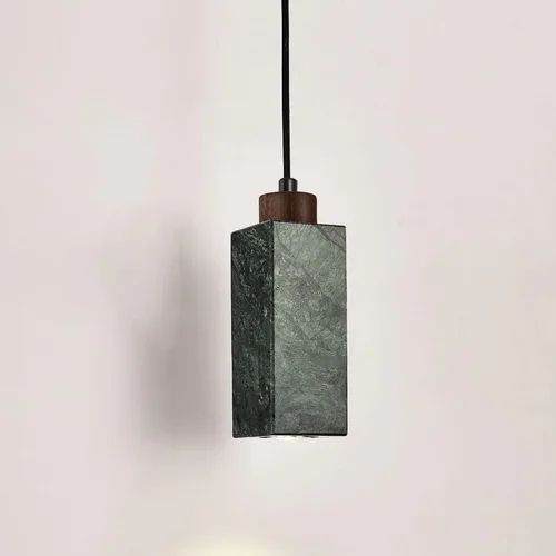 Miniatura 6 de Vintage Green Pendant Lights Fixtures, Nordic Natural Marble Hanging Pendant Lamp, Modern Wood Chandeliers for Kitchen Island Dining Room Living