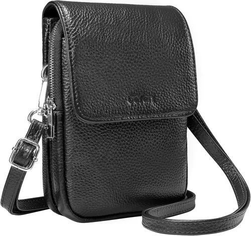 Miniatura 15 de befen Bolsos cruzados pequeños de cuero genuino para mujer, bolsa cruzada para teléfono celular con ranuras para tarjetas de bloqueo RFID