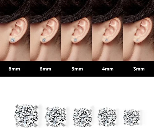 Miniatura 9 de Minkaa Daisy 5 pares de aretes tipo dormilona con circonita cúbica, no alérgicos de acero inoxidable 316L, para pieles sensibles, para mujeres