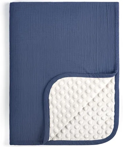 Miniatura 14 de lulumoon Mantas para Bebé Unisex para Recién Nacidos: Respaldo Térmico Minky con Puntos - Manta de Recepción de Muselina para Esenciales de Bebé