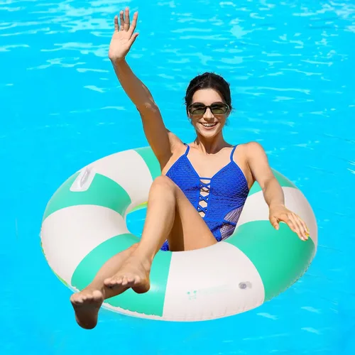 Miniatura 6 de Flotadores inflables de piscina para adultos, flotadores inflables para anillo de natación para adultos, balsa de piscina inflable para verano, Verde