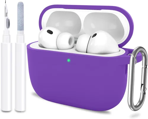 Miniatura 43 de Funda para AirPods Pro 3 con limpiador y protector de silicona suave con llavero para mujeres y hombres, funda para Apple AirPods Pro de 3ª Claro