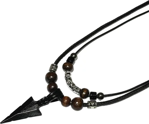 Miniatura 3 de Collar de doble capa con colgante de acero inoxidable para hombre, collar de cadena con colgante de punta de lanza fresca