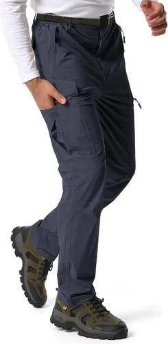Miniatura 11 de Pantalones de senderismo para hombre, ligeros, transpirables, con 6 bolsillos, para verano, casual, de secado rápido, impermeables, pantalones