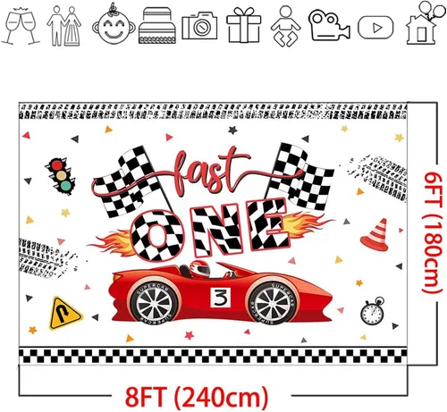 Miniatura 4 de Mocsicka Cartel de fondo de dos cumpleaños rápidos para decoración de fiesta de cumpleaños de 2º cumpleaños para niños, niños, mesa de tartas, fondo