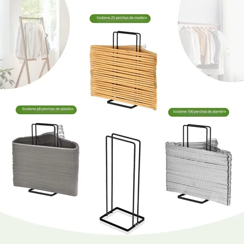 Miniatura 4 de EASTTOWEST Organizador de percha apilador para armario, cuarto de servicio, soporta hasta 110 ganchos de alambre, acero al carbono negro, soporte