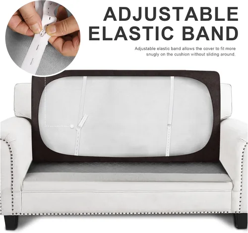 Miniatura 4 de Fundas de cojín tipo cuero para sofá, juego de fundas protectoras de muebles para sillón seccional, sofá biplaza de tela de elastano elástica