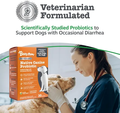 Miniatura 8 de Zesty Paws Probiótico canino nativo, para diarrea ocasional + salud digestiva, flora intestinal y apoyo del sistema inmunológico, probióticos