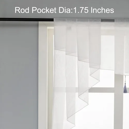 Miniatura 5 de PearAge Cortinas traslúcidas con cenefa para sala de estar, cenefa para ventanas de granja, cortinas festoneadas a medida con bolsillo para barra