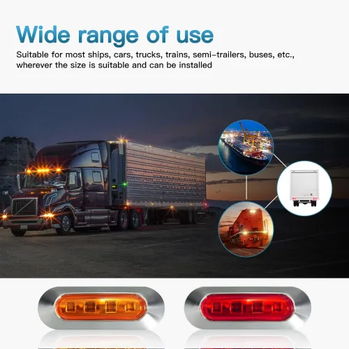 Miniatura 6 de ALFU 40 luces LED indicadoras laterales de 20 ámbar+20 rojas DC12 V-24 V, luces LED intermitentes para remolques, luces delanteras y traseras