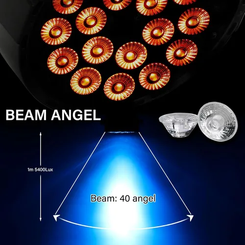 Miniatura 6 de DMX RGBWA - Luz Par de 180 W, UV 6 en 1, 18 luces LED Par 64 Luces de club de DJ con sonido activado para DJ Disco Club Festival Boda Fiesta Iglesia