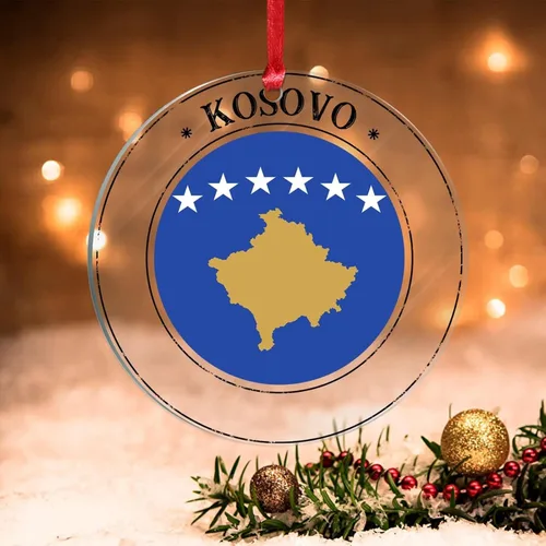 Miniatura 33 de Adornos de Navidad de Kazajstán, bandera de Kazajstán, recuerdo de Navidad, adornos de Navidad acrílicos, bandera nacional, recuerdo de país