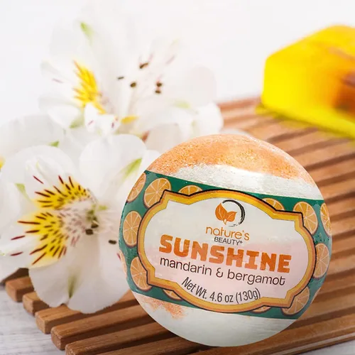 Miniatura 5 de Nature's Beauty Sunshine - Bomba de baño con mandarina y bergamota, natural hecha a mano, no mancha, bomba de spa gaseosa de lujo, nutre la piel