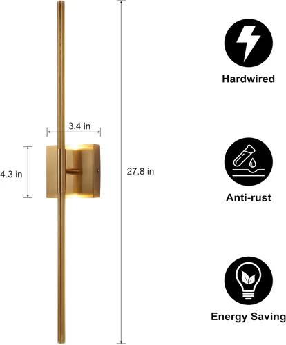 Miniatura 2 de Juego de 2 apliques de pared LED en oro cepillado con luz blanca cálida