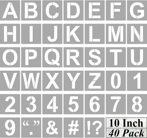 Miniatura 11 de Plantillas de letras y números del alfabeto de 7 pulgadas, paquete de 40 plantillas grandes de letras y números con letreros para pintar sobre