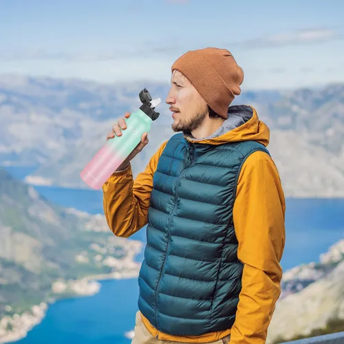 Miniatura 7 de Han's Bottle Botella de Agua Deportiva - 32 Oz, Tapa con Pajita, A Prueba de Fugas, Acero Inoxidable con Aislamiento al Vacío, Doble Pared, Taza