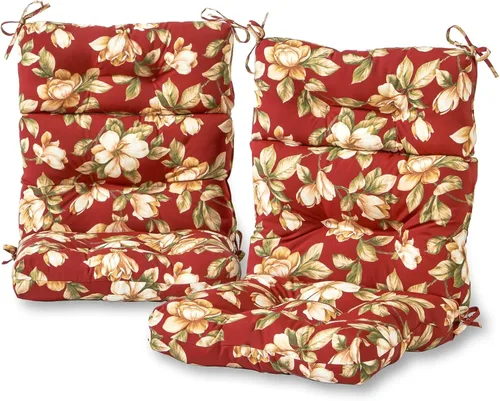 Miniatura 84 de Cojines para silla de respaldo alto para exteriores, diseño de asiento y respaldo con bisagras de una pieza, reversibles con 4 lazos, tela