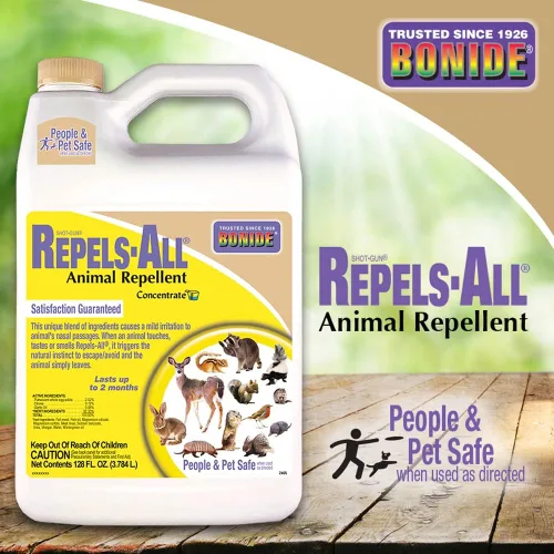 Miniatura 5 de Bonide Repels-All Repelente de Animales, Concentrado de 32 oz, Repelente de Ciervos para Jardín Exterior de Larga Duración, Seguro para Personas