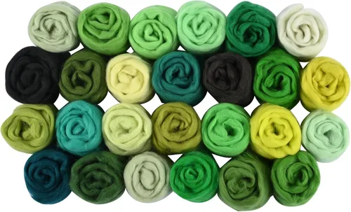 Miniatura 29 de 24 tipos de lana rosa, 4.23 oz (120 g), adecuado para fieltro húmedo y fieltro de aguja de telas hiladas de lana. Un paquete de prueba está Tonos