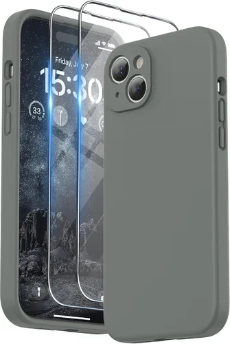 Miniatura 15 de SURPHY Funda diseñada para iPhone 15 Plus con protector de pantalla y cordón, correa de teléfono y funda de silicona líquida para teléfono