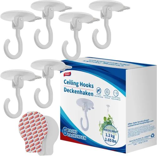 Miniatura 10 de TAILI Ganchos adhesivos de techo para plantas colgantes, resistentes sin taladros, ganchos de pared adhesivos extraíbles para colgar luces