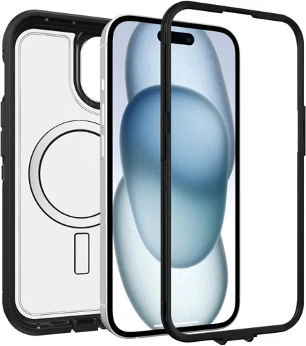 Miniatura 5 de OtterBox Funda transparente para iPhone 17e, 16e, 15, 14 y 13 Defender Series XT, lado oscuro (negro/transparente), sin pantalla, resistente, a Dark