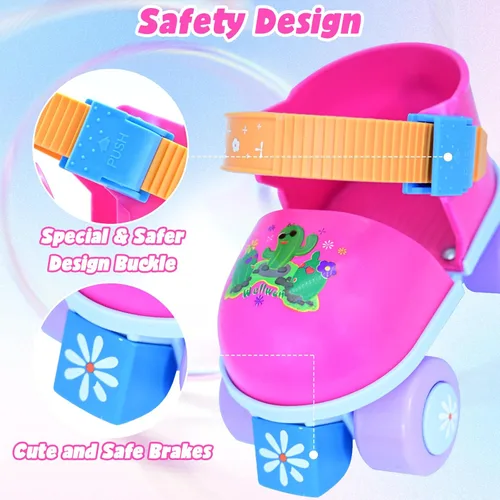 Miniatura 4 de Kids Roller Skate for Girls Boys Ages 2-5 Years Old, Adjustable Toddler Rollerskates, Children Beginner Roller Skate RS209 Rojo rosa