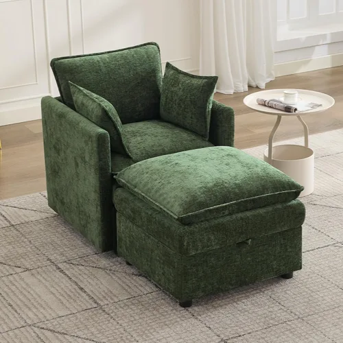 Miniatura 32 de Otomana cuadrada grande de 27 pulgadas con almacenamiento, reposapiés tapizado moderno con patas antideslizantes para sofá, mesa de café, sala