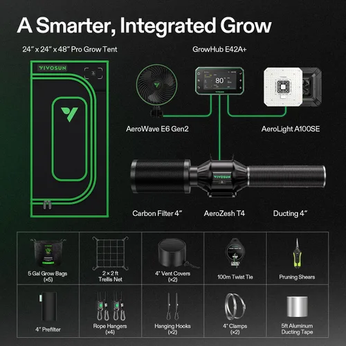 Miniatura 8 de VIVOSUN Smart Pro - Kit de tienda de cultivo de 2 x 2 pies, 1 planta, control automático integrado con WiFi con GrowHub E42A+, luz LED