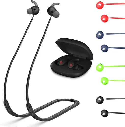 Correas para Beats Fit Pro, correa antipérdida de silicona para collar compatible con Beats Fit Pro 2021, accesorios deportivos para correr (negro)