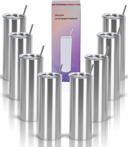 Miniatura 22 de Paquete de 4 vasos delgados de 20 onzas, juego de vasos delgados de acero inoxidable en caja de regalo individual, 20 onzas de capacidad, vaso