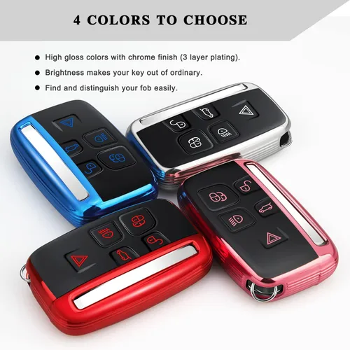 Miniatura 6 de QBUC Funda para llavero LAND ROVER con llavero para Range Rover Evoque Sport Velar Land Rover Discovery Jaguar F-Pace F-Type XE XEL XF XFL XJ Azul